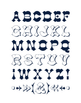 Barstow type specimen revival of Gothic Tuscan Italian typeface by Wells & Web 1854 designed by Darius Wells and revived by Minneapolis designer Michelle Webster